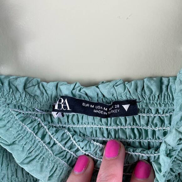 Zara smocked textured weave bodycon mini dress - Picture 2 of 9